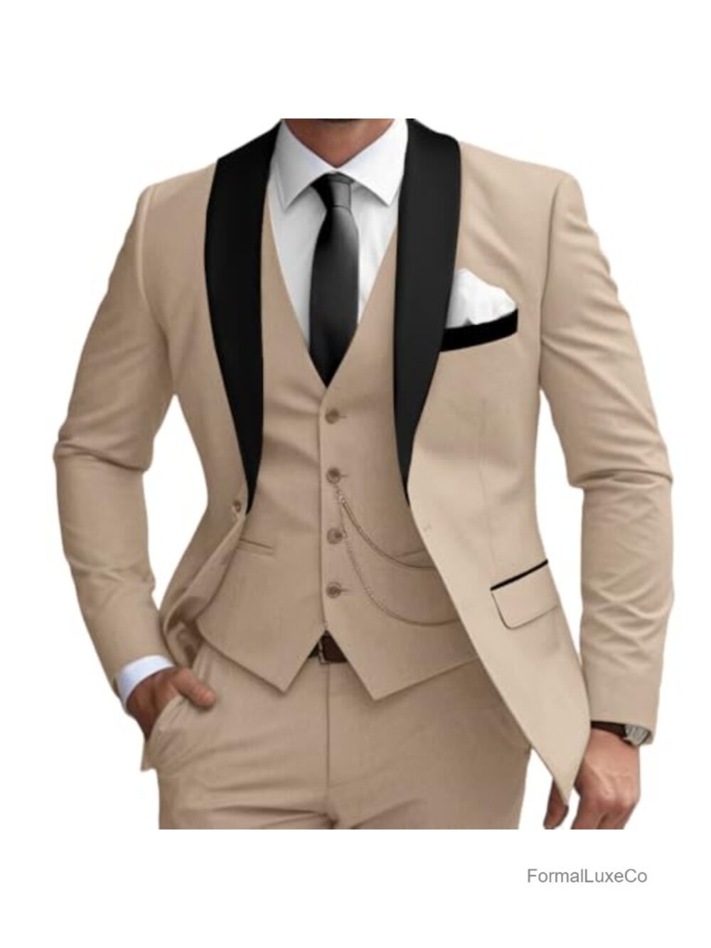 Men's Slim Fit 3 Piece Suit Shawl Lapel Tuxedo Set Wedding Party